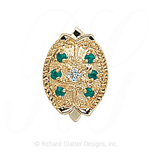 GS314 D/E - 14 Karat Gold Slide with Diamond center and Emerald accents 